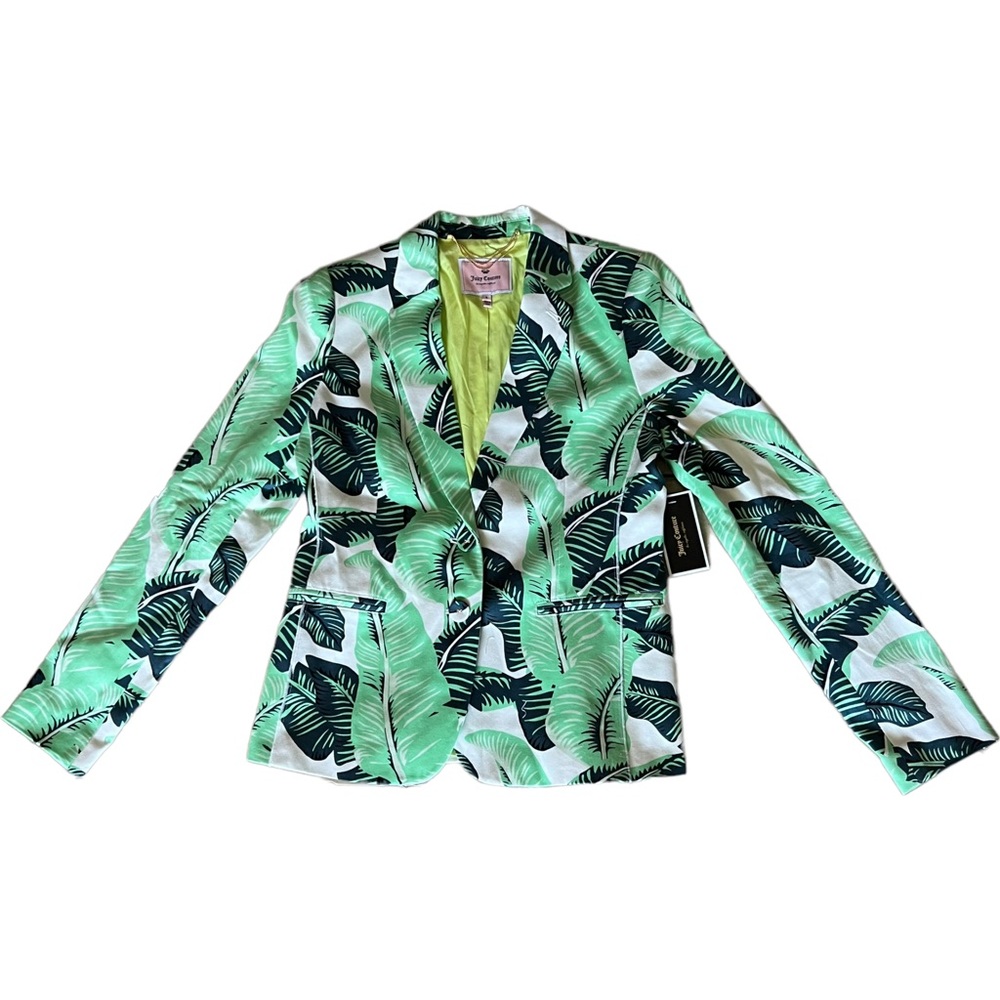 NWT Juicy Couture Cool Green Palmetto Print Blazer Size 8 (Women’s)